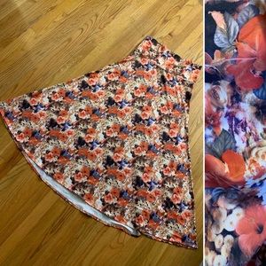 Beautiful Slinky Floral Roses Maxi Skirt XL